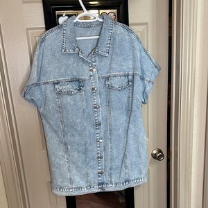 Light Blue Denim Button-Up mini dress